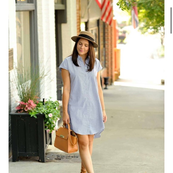 Madewell Striped Shirt Dress - Picture 2 of 5
